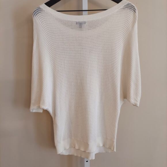 Express Women's Medium White Sheer Knit Sweater Pullover Dolman Batwing - Picture 5 of 6